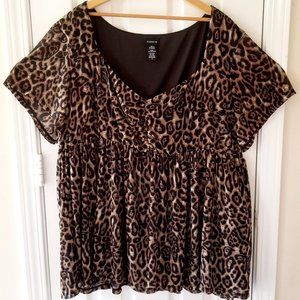 Torrid Leopard Print Lined Babydoll Top